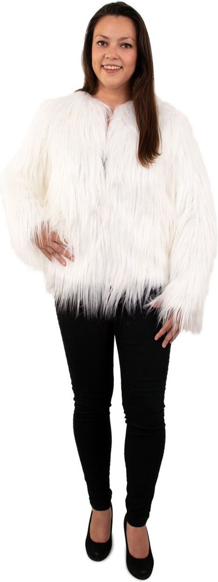 Eskimo Kostuum | Langharige Yeti Jas Met Lampjes Vrouw | Maat 40-42 | Kerst | Verkleedkleding